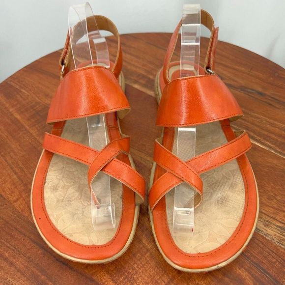 Born Shoes - Born Orange Leather Crisscross Strap Sandals